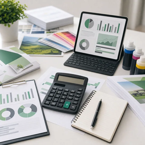 Profit calculator illustration for printing business planning